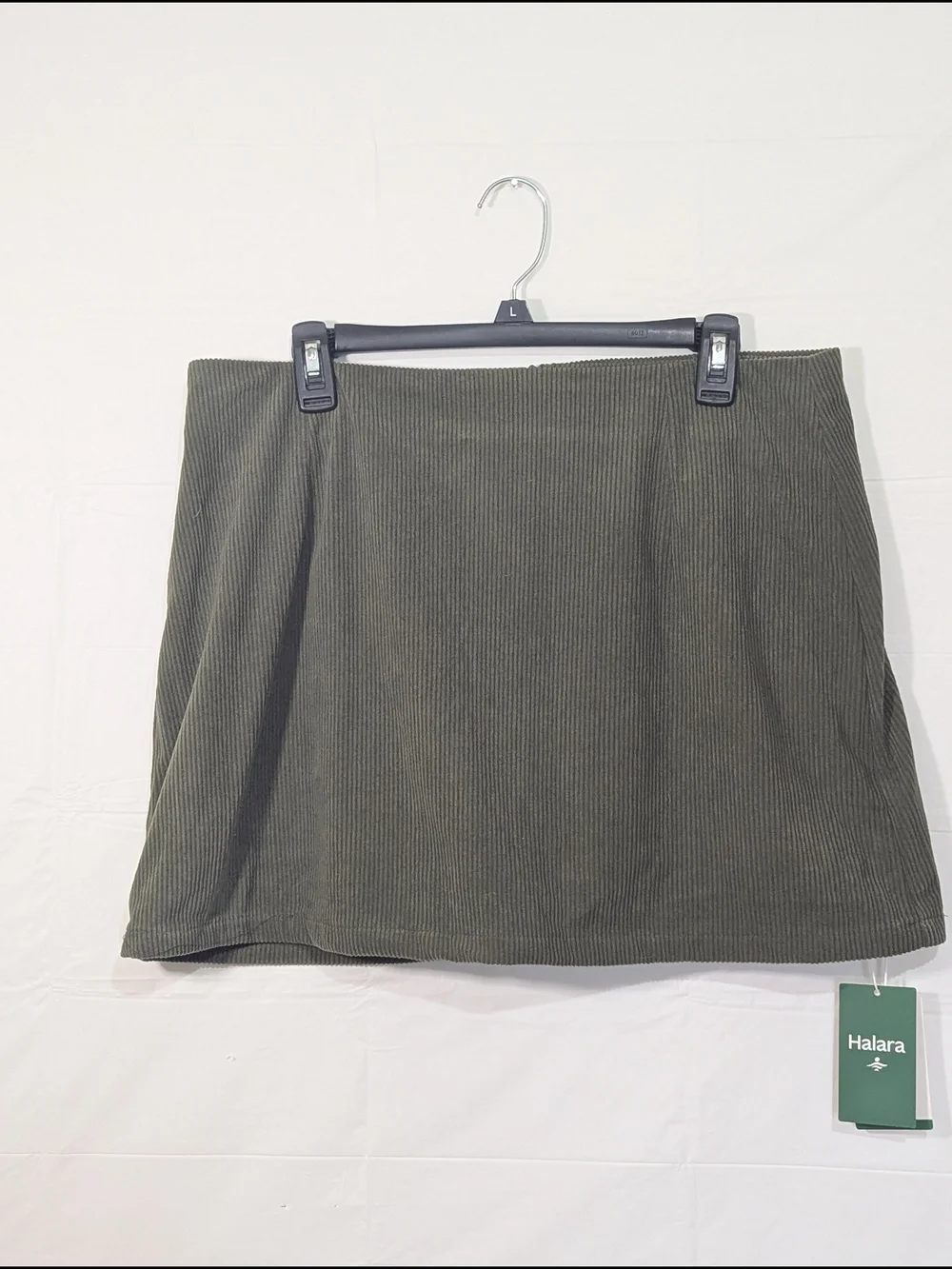 NWT Halara Corduroy Mini Skort Olive Green XL Stretch Casual Skirt Built In Shor